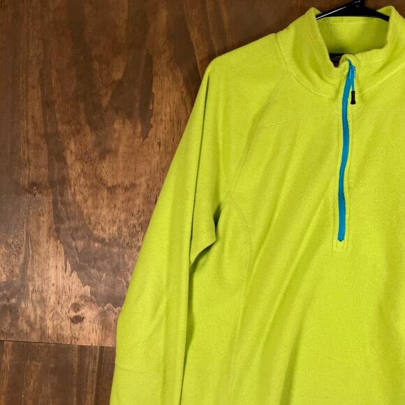 Eddie Bauer Womens Sweater Lime Blue Pullover Fleece 1/4 Zip Long Sleeve XL - Picture 4 of 12